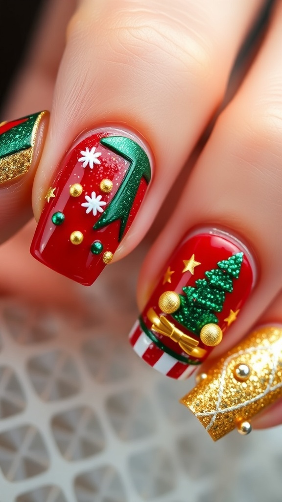 Festive nail art with Christmas and New Year